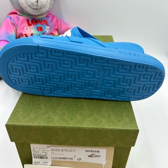 Men's Gucci interlocking G rubber Pool slides size 8, made in Italy - Picture 9 of 9